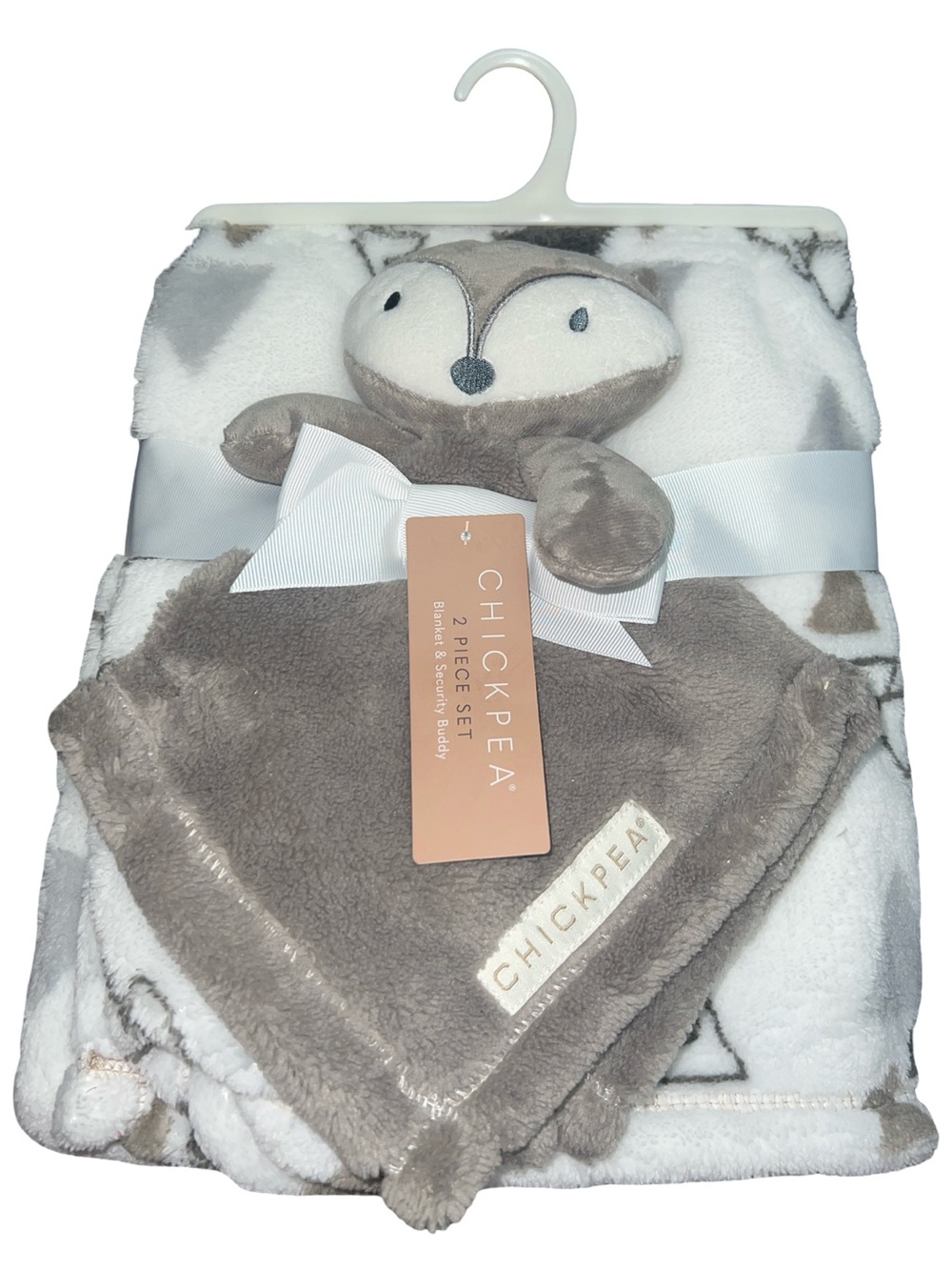 Chick Pea Gray Fox Security Baby Blanket Gift Soft Plush Lovey Set New